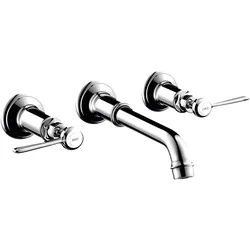 hansgrohe AXOR MONTREUX 3-Loch Waschtischarmatur Unterputz, Wandmontage, Hebelgriffe, 16534000, Farbe: Chrom