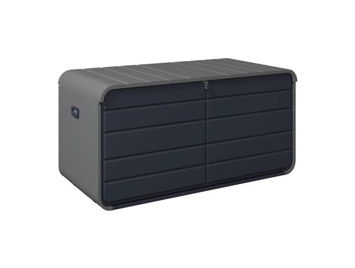 Ambia Garden Kissenbox, Anthrazit, Hellgrau, Metall, Kunststoff, 173x86x82 cm, Deckel, Rollen, rollbar, Tragegriff, UV-beständig, Gasdruckfeder, Gartenzubehör, Gartenbox