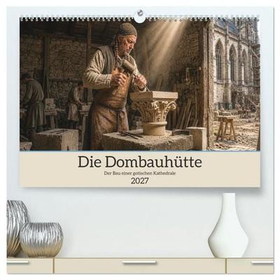 Die Dombauhütte – Der Bau einer gotischen Kathedrale (hochwertiger Premium Wandkalender 2027 DIN A2 quer), Kunstdruck in Hochglanz