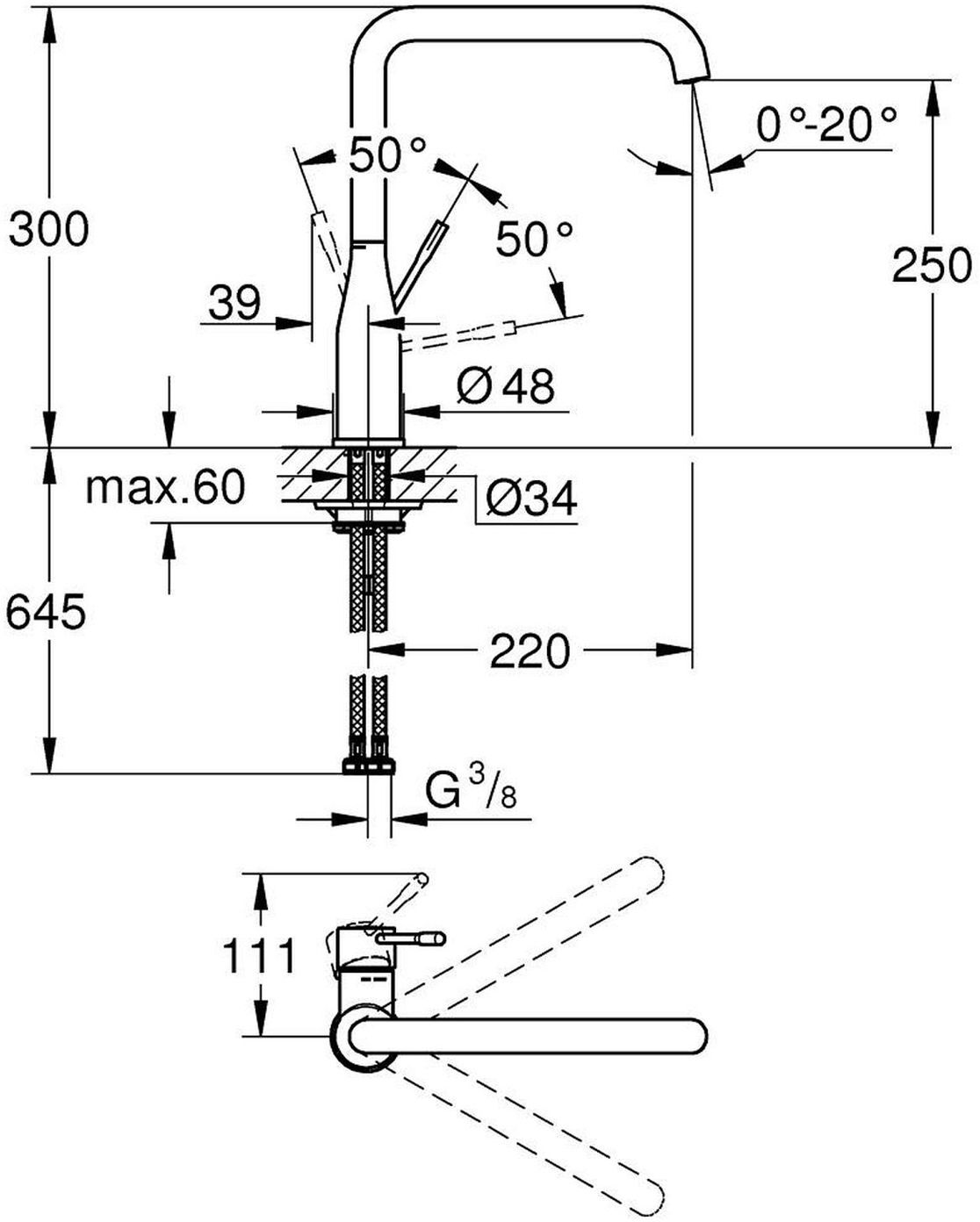 Grohe Essence New Einhand-Spültischbatterie mit L-Auslauf