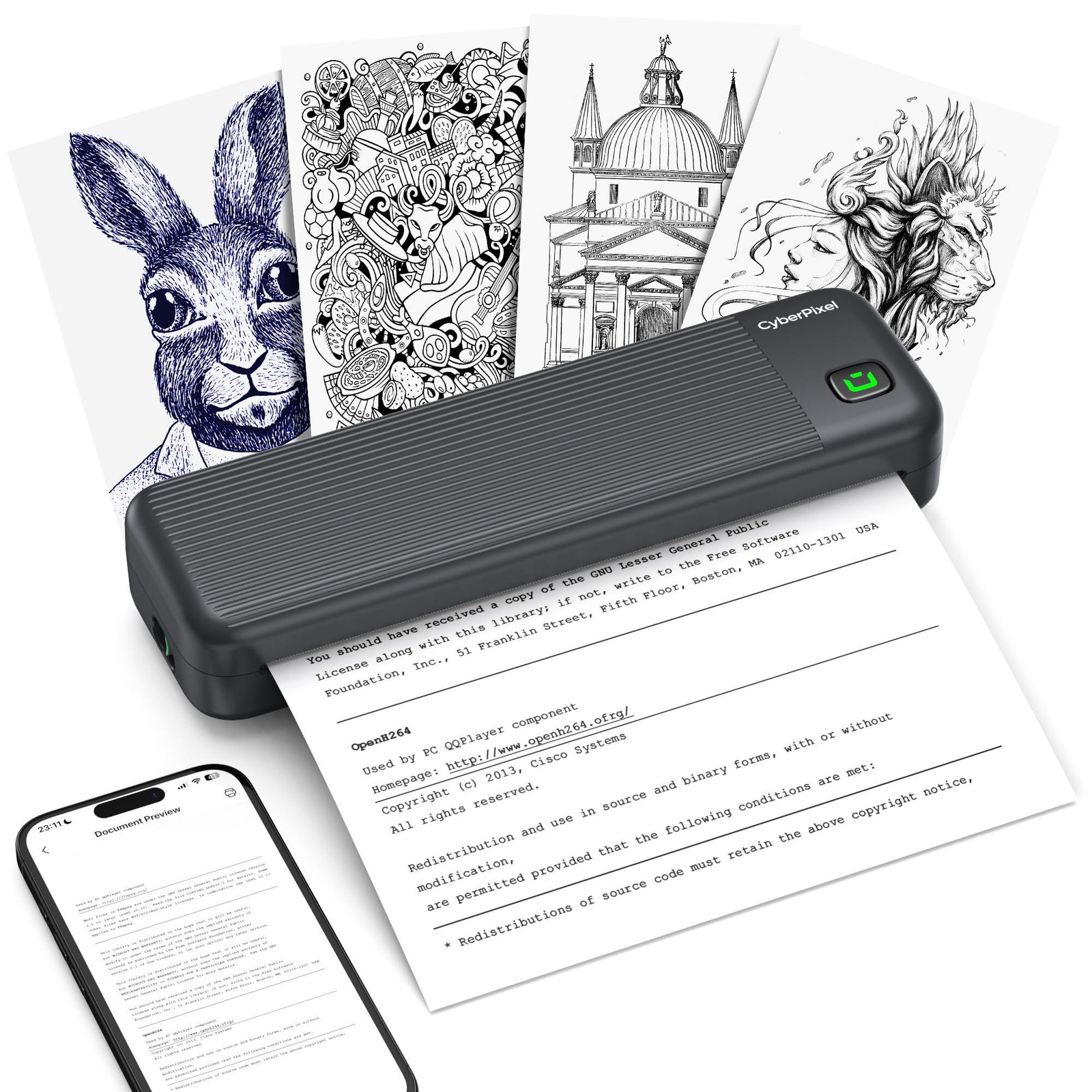 Selius Draagbare Thermische Printer - Bluetooth - A4 - Zwart
