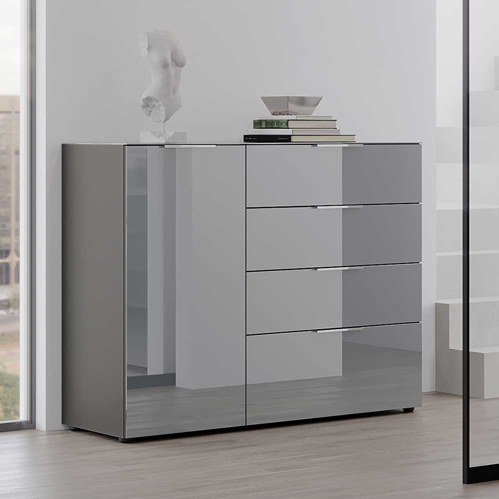 Pharao24.de Große Kommode in modernem Design vier Schubladen und Tür