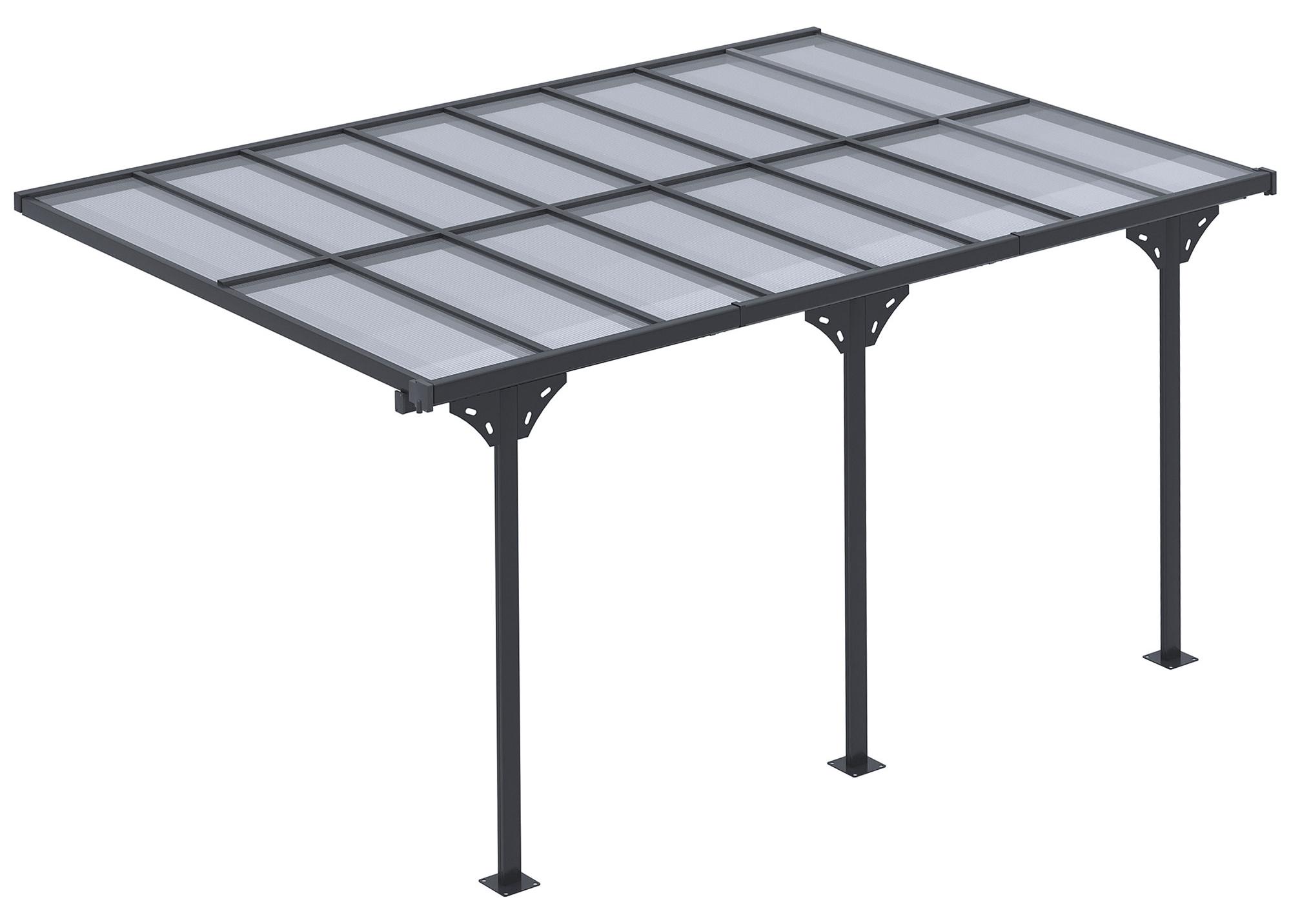 Pergola Pavillon 4.35 x 3.02 m Gartenpavillon Überdachung Zelt 231-250 cm höhenverstellbar Sonnenschutz Terrassendach Anbaupavillion Aluminium Grau