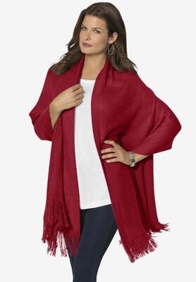 Women's Pashmina Shawl by Accessories For All in Rich Burgundy