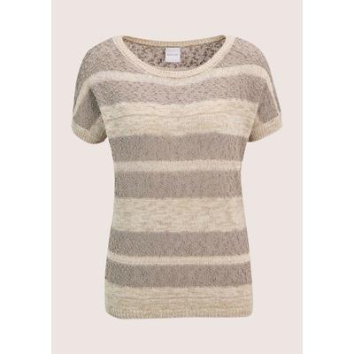 Longpullover MADELEINE "Pullover Kurzarm-Pullover mit Glanz-Effekt", Damen, Gr. 34, gold (berber, cappuccino, gold), Obermaterial: 89% Baumwolle CO. 5% Polyester PES. 3% metallisierte Fasern MTF. 2% Polyamid PA. 1% sonstige Fasern AF., Modern,...