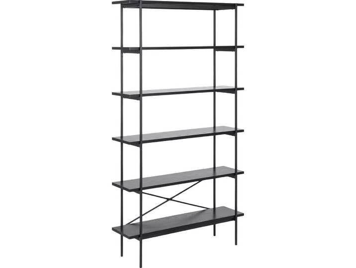 mutoni - Regal Angie Melamin Esche Schwarz 5 Boden 94x27x172cm, One Size, Grau