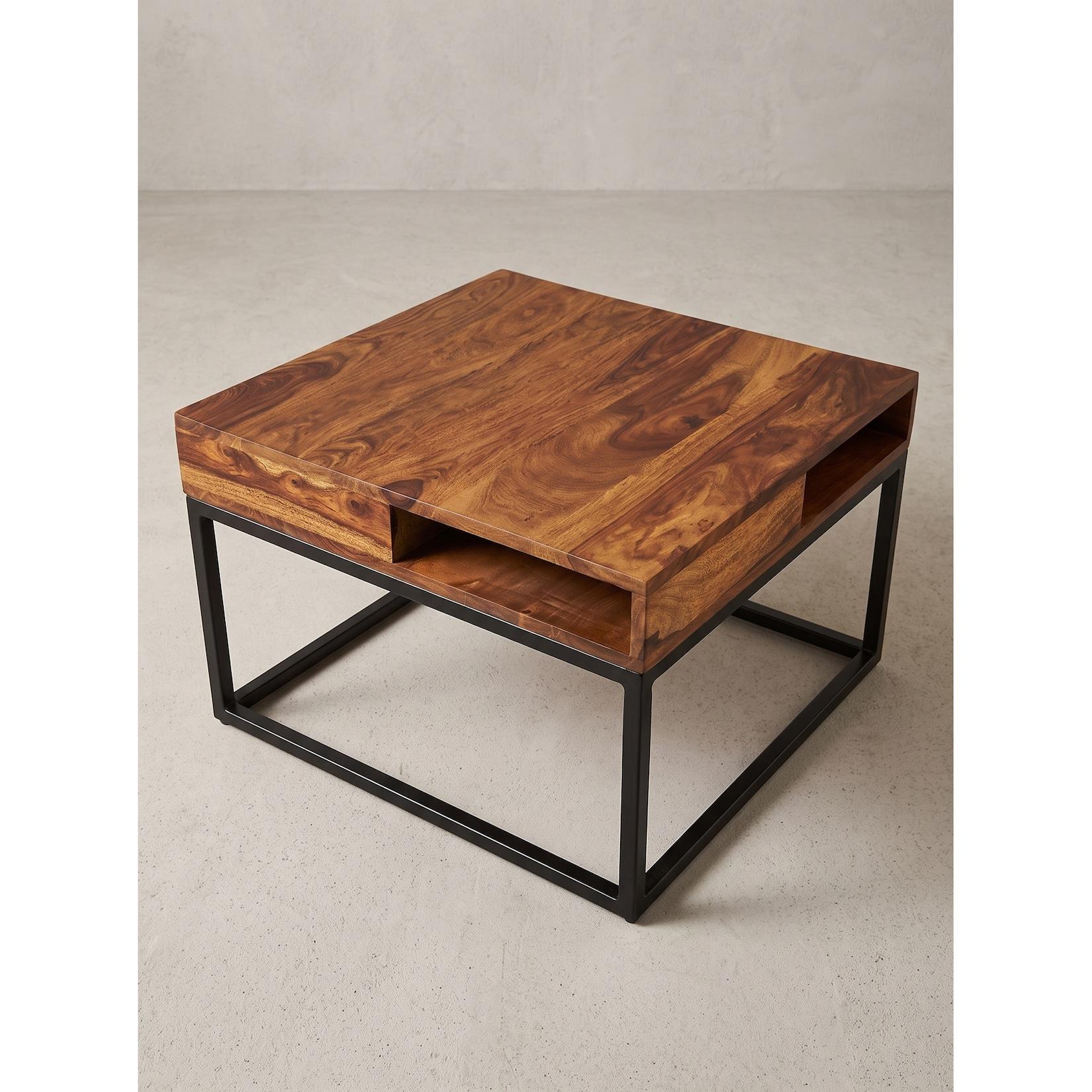 Couchtisch Dunkles Massivholz-Schwarz 60x60x40 cm - SAZAVA Kadima