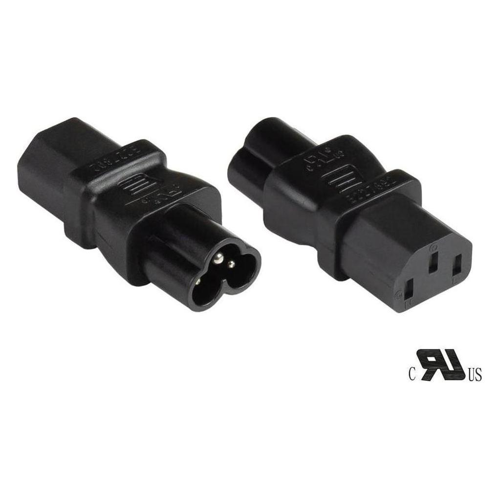 Varia Stromadapter Kaltgeräte-Stecker C6 an Kaltgeräte-Buchse C13, UL, schwarz (408761)