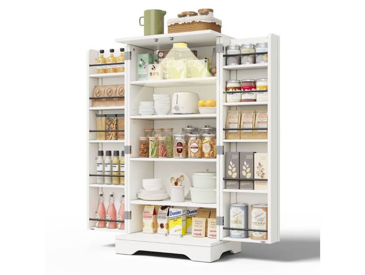 Meuble de cuisine - 120 x 60 x 40 cm - éclairage LED à détecteur de mouvement - 2 portes - étagères réglables - blanc