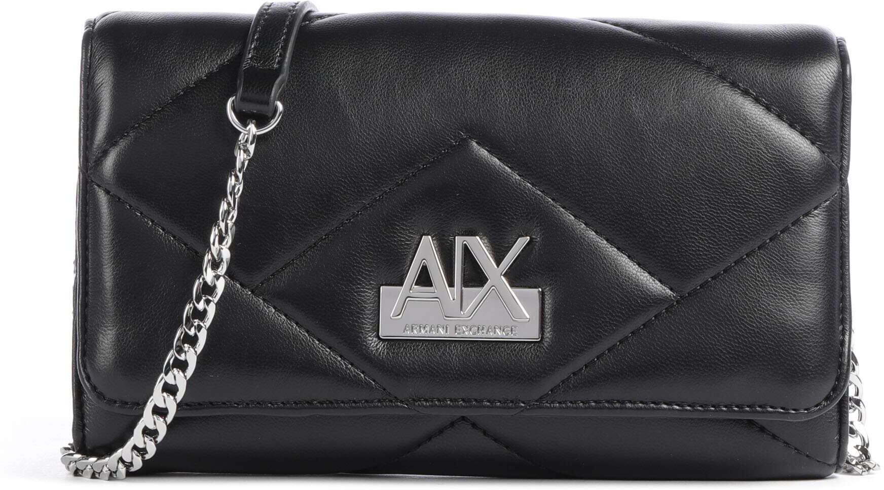 Armani Exchange Vicky Umhängetasche aus Leder, schwarz