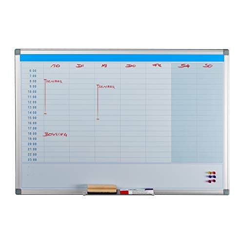 Relaxdays Whiteboard Planner Wit en Zilver van Metaal, Breedte: 60 cm