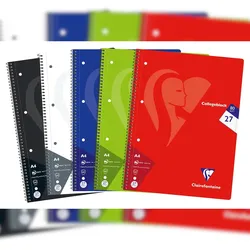 Clairefontaine 20x Collegeblock, 80 Blatt 90g liniert mit Doppelrand, Lineatur Nr. 27, Farben sortiert - 307227C