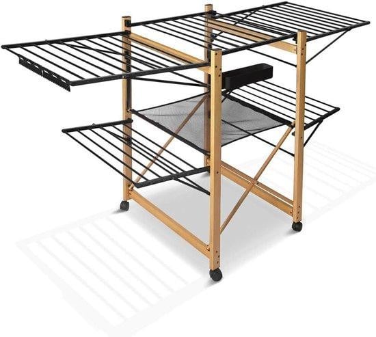Vounot Uitschuibaar Wasrek Zwart met 30 Meter Drooglengte, 180 x 105 cm