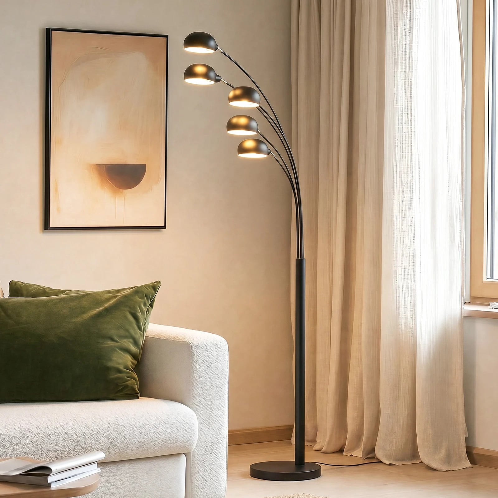 Lindby Jewa Vloerlamp - Zwart - Modern - Metaal - Verstelbaar