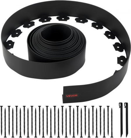VEVOR Gazonrand zwart kunststof tuinrand voor bloembedden en gazon, 10 m x 10 cm