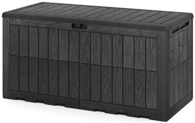 Costway 120 Gal Outdoor Deck Box with Lid and Handles for Garden Tools-Black
