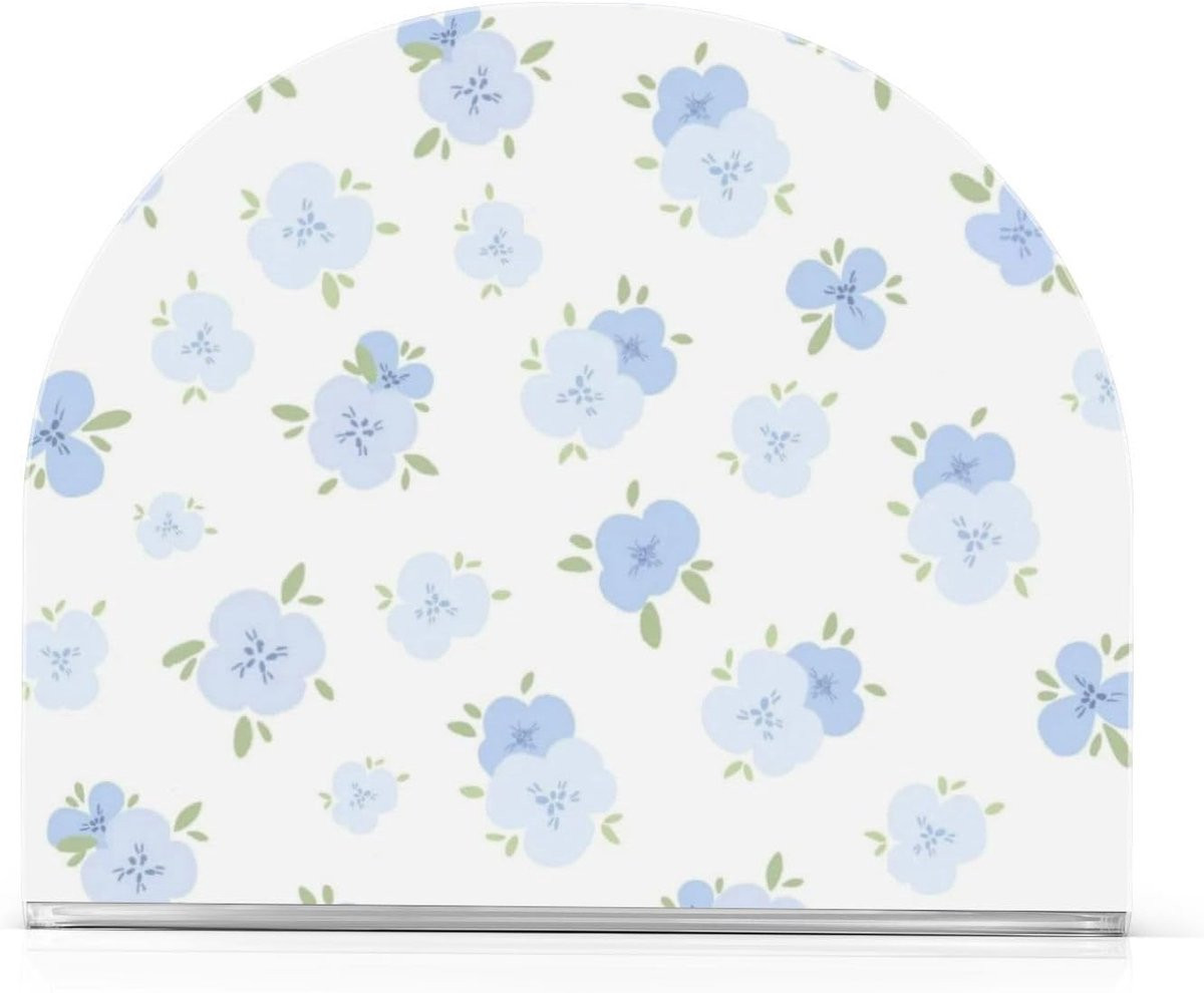 Servethouder Acryl Blauw met Bloemen - Papieren Servet Dispenser - 320 Grams