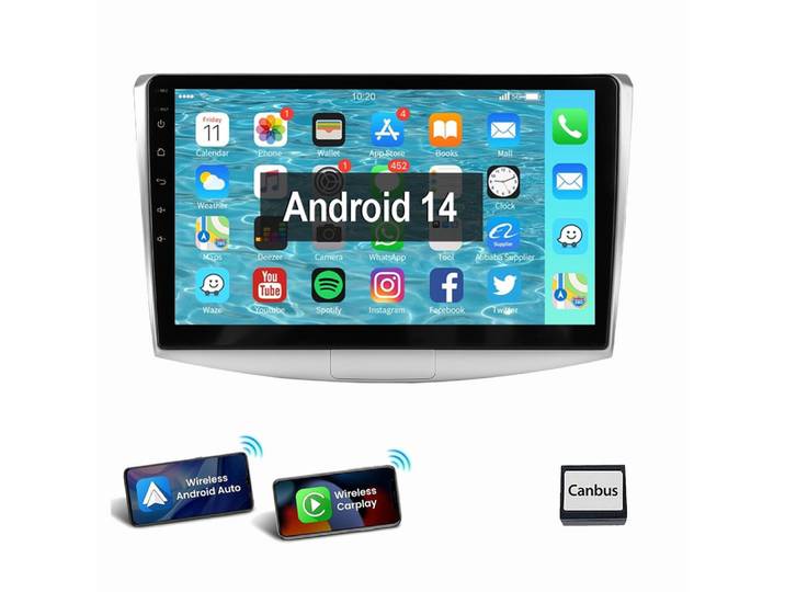 ESSGOO Für VW Passat B7 CC 2010-2015 Carplay Autoradio Android 15 Autoradio (RDS, FM, GPS Navi WIFI Mirror Link SWC RDS)