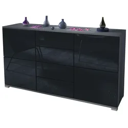 SIDEBOARD Rova Schwarz Hochglanz