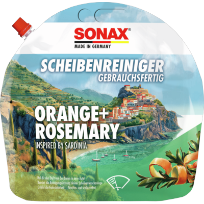SONAX Reiniger, Scheibenreinigungsanlage ScheibenReiniger gebrauchsfertig Orange+Rosemary [3 l] 01614410