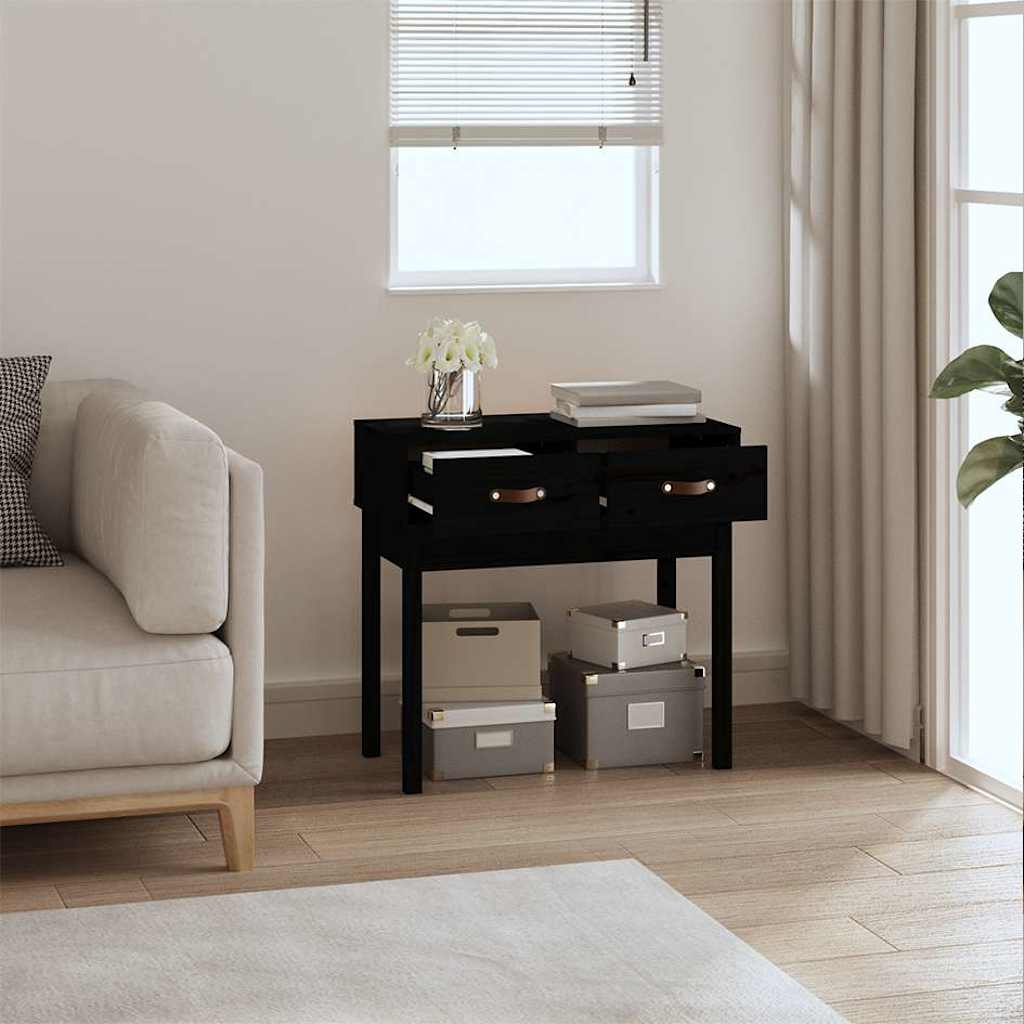 vidaXL Table console Noir 76,5x40x75 cm Bois massif de pin