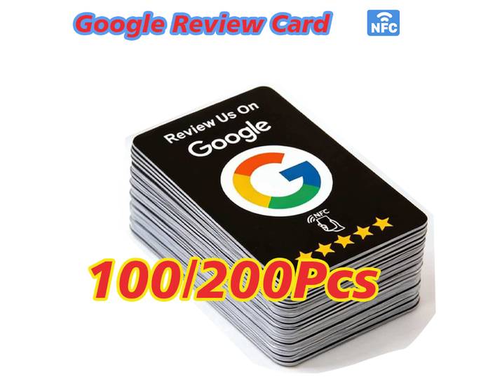100/200 cartes NFC réutilisables pour avis Google, couleur noire, permettent de gagner du temps et sont conviviales pour les utilisateurs