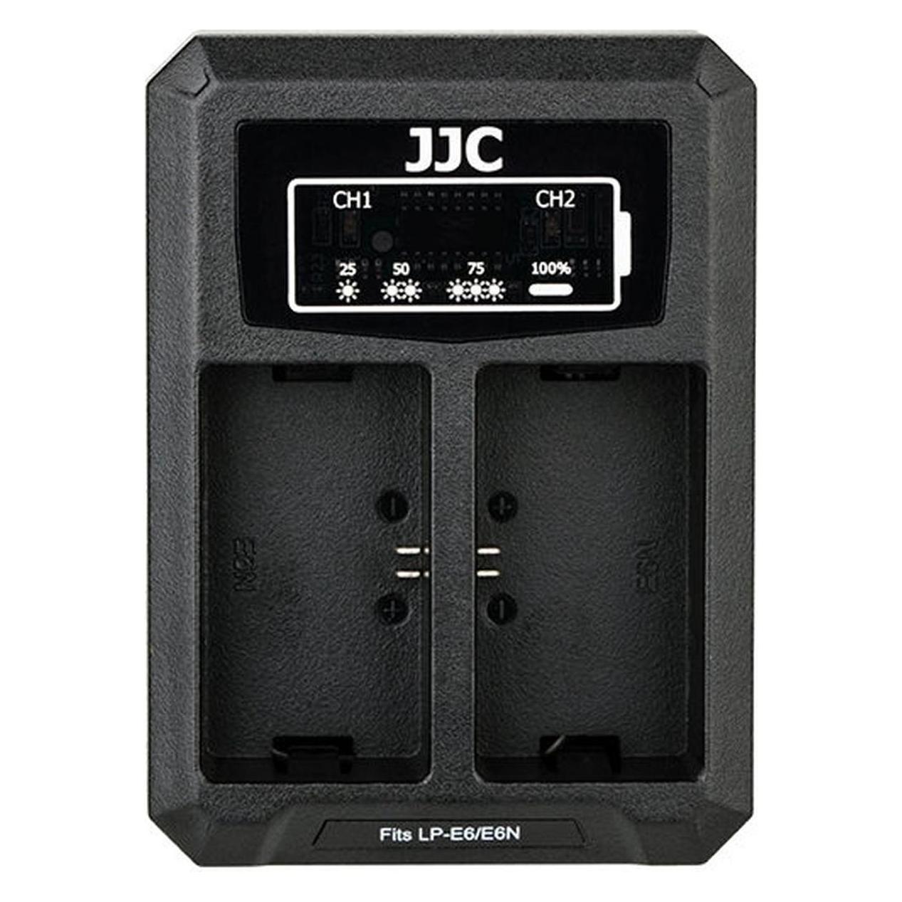 JJC Duales USB-Ladegerät für Canon LP-E6N (Kamera Akku Ladegerät) (DCH-LPE6)