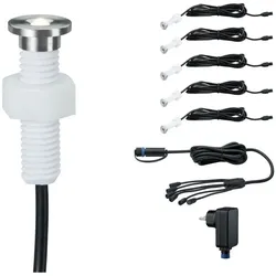 Paulmann 93695 Plug & Shine LED Bodeneinbauleuchte MicroPen II Basisset IP67 3000K 5x0,2W Silber