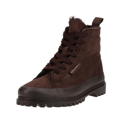 Schnürstiefelette SUPERGA "Superga Stiefelette Leder", Damen, Gr. 41, dunkelbraun, Schuhe Schnürstiefelette