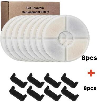 Uplift Picks Activated Carbon Cat Water Fountain Filter Set For Round Flower Pet Drinking Fountains 8 Filters (8 Sponge)