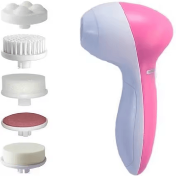 Inspire Curations 5 In 1 Electric Facial Cleansing Brush Face Cleanser And Skin Care Massager pink