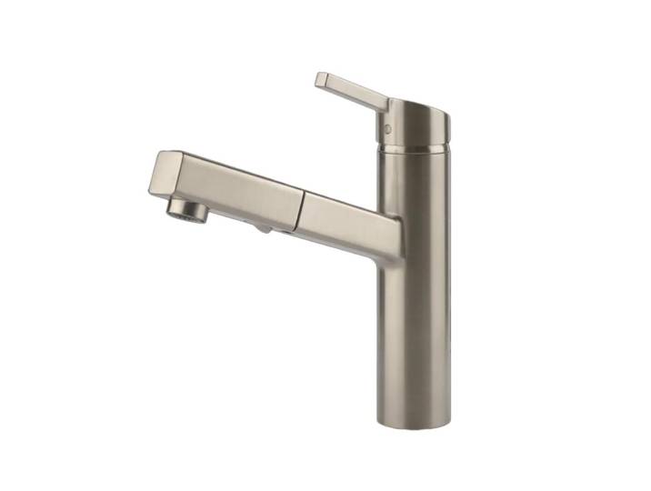 GESSI mitigeur avec douchette extractible double jet 60535 THALIUM (Finox Brushed Nickel - Métal)