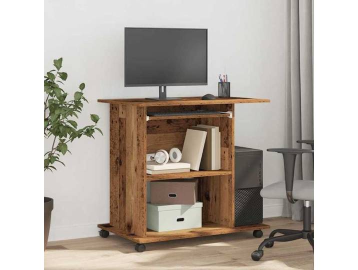 Bureau Brun CHEZ JILL Table de travail 1 personne vieux bois 80x50x75 cm bois d'ingénierie BBB687