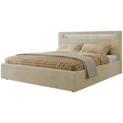 Polsterbett mit Bettkasten  ¦ creme ¦ Maße (cm): B: 208 H: 103