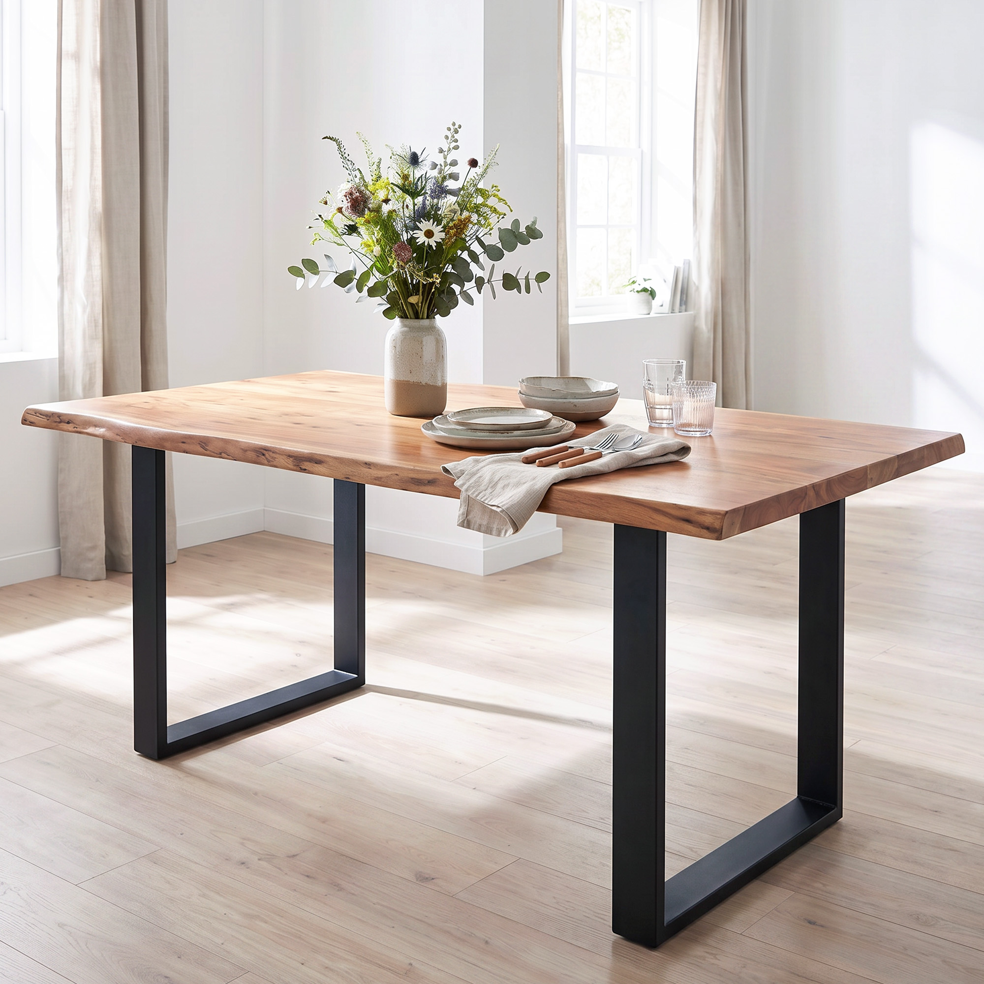 Homcom Set 2 Gambe per Tavolo Rettangolari Stile Industriale in Acciaio, Capacità 60 kg, 60x8x72 cm, Nero