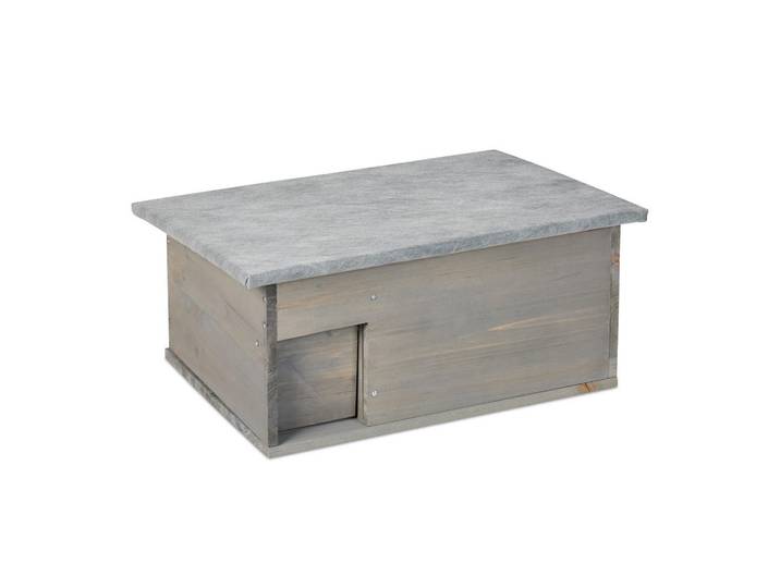 Relaxdays Igelhaus Grau Bausatz Tannenholz 46 cm, Holz, Textil, 46x21x34 cm, Dekoration, Gartendeko