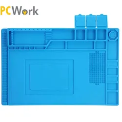 PCWork Silikon Lötmatte, 450x300mm, mit Werkzeughalterung, 4 Magnetzonen und 3 Klappfächern