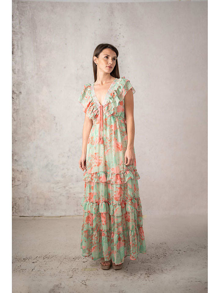 Lula Natura Kleid in Türkis/ Orange - onesize