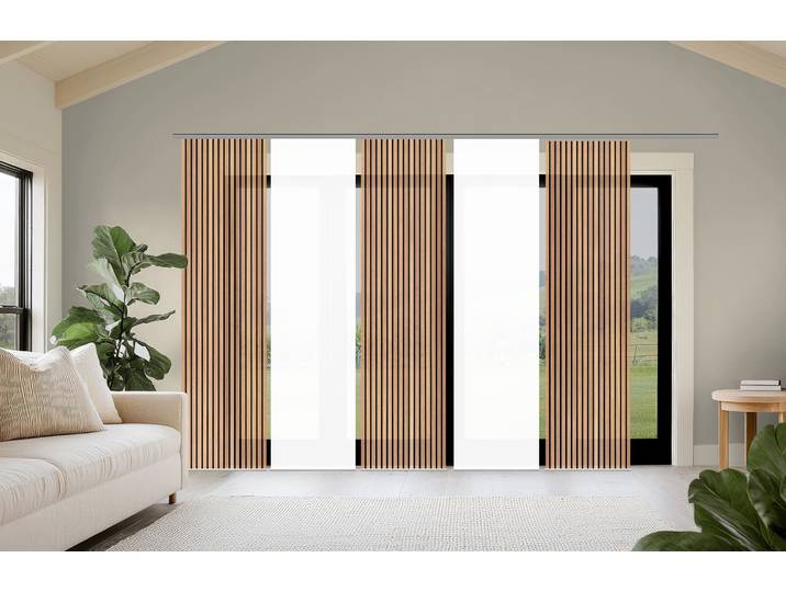 Schiebegardine HOME WOHNIDEEN PANILO , braun, B:60cm H:245cm, Polyester, Gardinen, Schiebegardine, Schiebewand Seidenoptik, SET, Digitaldruck