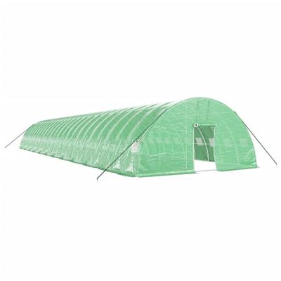 Helloshop26 - Gewächshauszelt für Pflanzen Blumen und Gemüse mit Stahlrahmen 144 m² 24 x 6 x 2,85 m grün