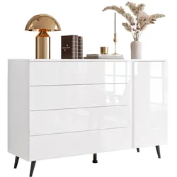 SIDEBOARDS AURA II mit LED-Beleuchtung PUSH OPEN Beinfarbe – Schwarz
