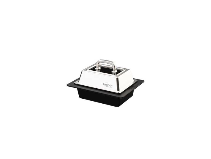 Am Cook Bräter Teppanyaki, Schwarz, Edelstahlfarben, Metall, 5,5 l, rechteckig, 26.7x33.6x15.5 cm, mit Dampfablass,hitzebeständige Griffe, Kochgeschirr, Töpfe, Bräter