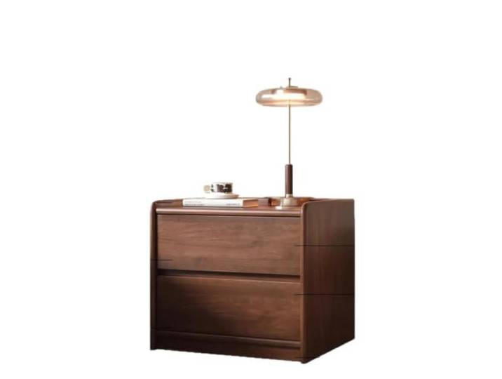 Massivholz-Nachttisch, Aufbewahrung, Walnuss, Schlafzimmer Nachttisch aus Holz, zusammengebaut, Walnussfarbe, kleine Größe(50*35cm)