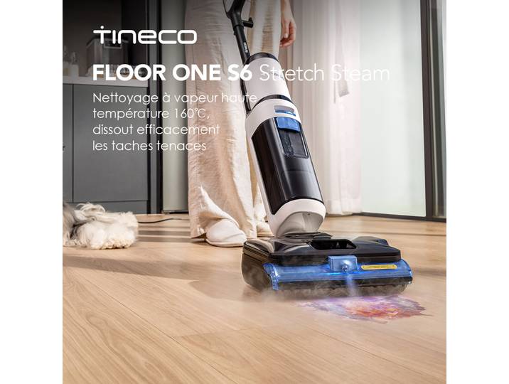 Aspirateur humide et sec à vapeur Tineco Floor One S6 Stretch, 160 ° C Tineco Booststeam, conception anti-enchevêtrement, nettoyage automatique Flashdry, nettoyeur vapeur filaire pour les taches