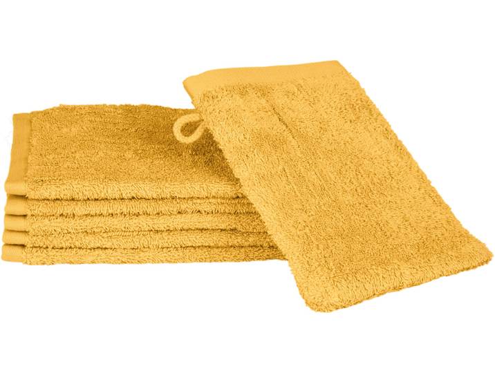 Waschhandschuh ROSS Premium , gelb (safran), B:16cm L:22cm, Frottier, Handtücher, Waschhandschuh, 100% Baumwolle