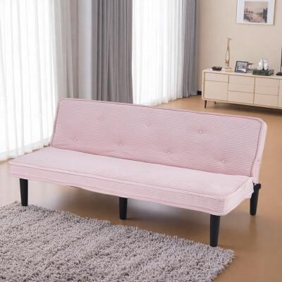 "65.7"" Corduroy Convertible Sofa Bed with Button Accents and Flexible Design"
