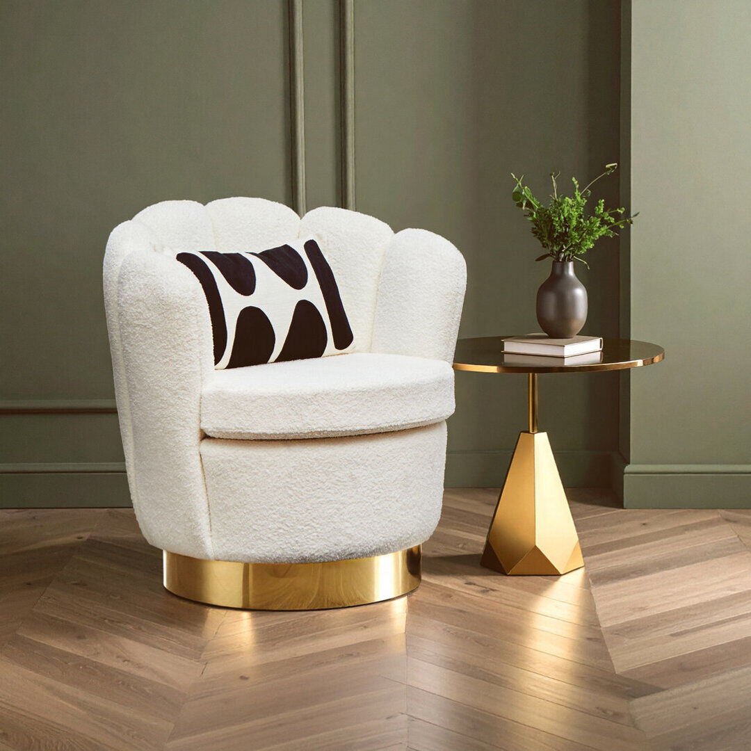 Canora Grey Upholstered Boucle Swivel Club Chair Grey 78cm H X 73cm W X 71cm D