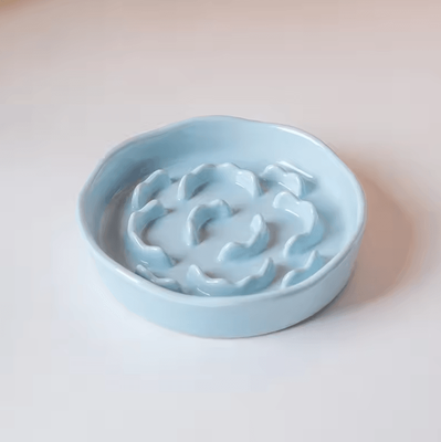 Inspire Curations ElevaBite Ceramic Slow Feeder Pet Bowl blue 1