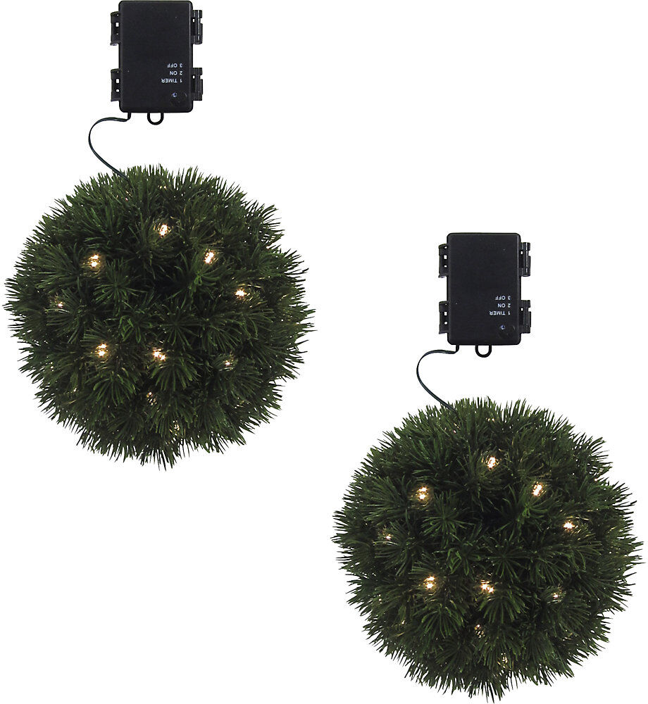 kaiserkraft Große Tannenkugeln mit 35 LEDs, 2 Stück, mit Timer-Funktion, Ø 20 cm