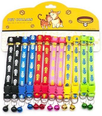 Uplift Picks Twelve Piece Adjustable Nylon Pet Collar Set With Bell For Cats Dogs And Puppies f